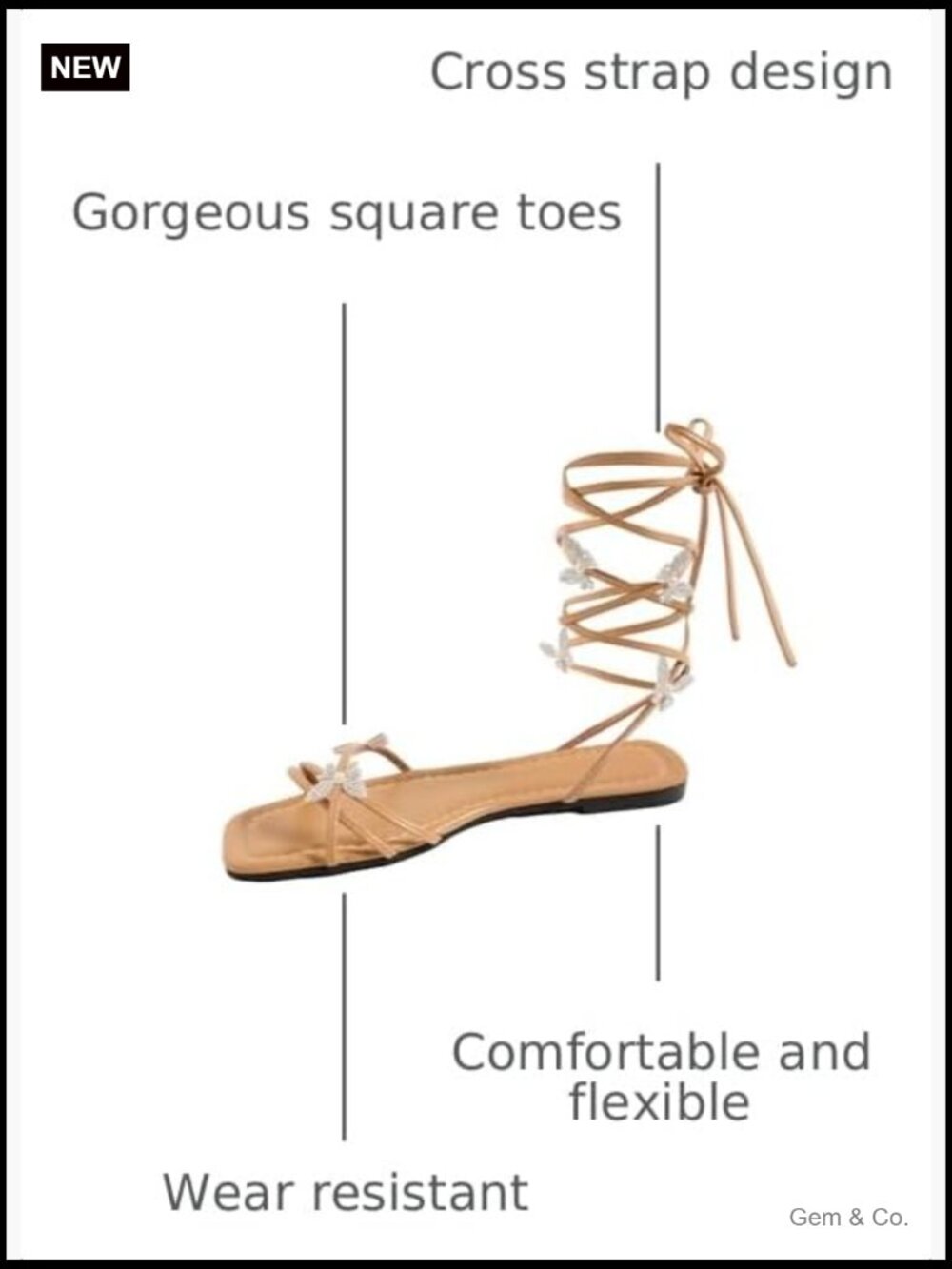 Lace Up Strappy Rhinestone Flat Sandals Slide Glitter Gladiator Summer Shoes - Picture 3 of 6